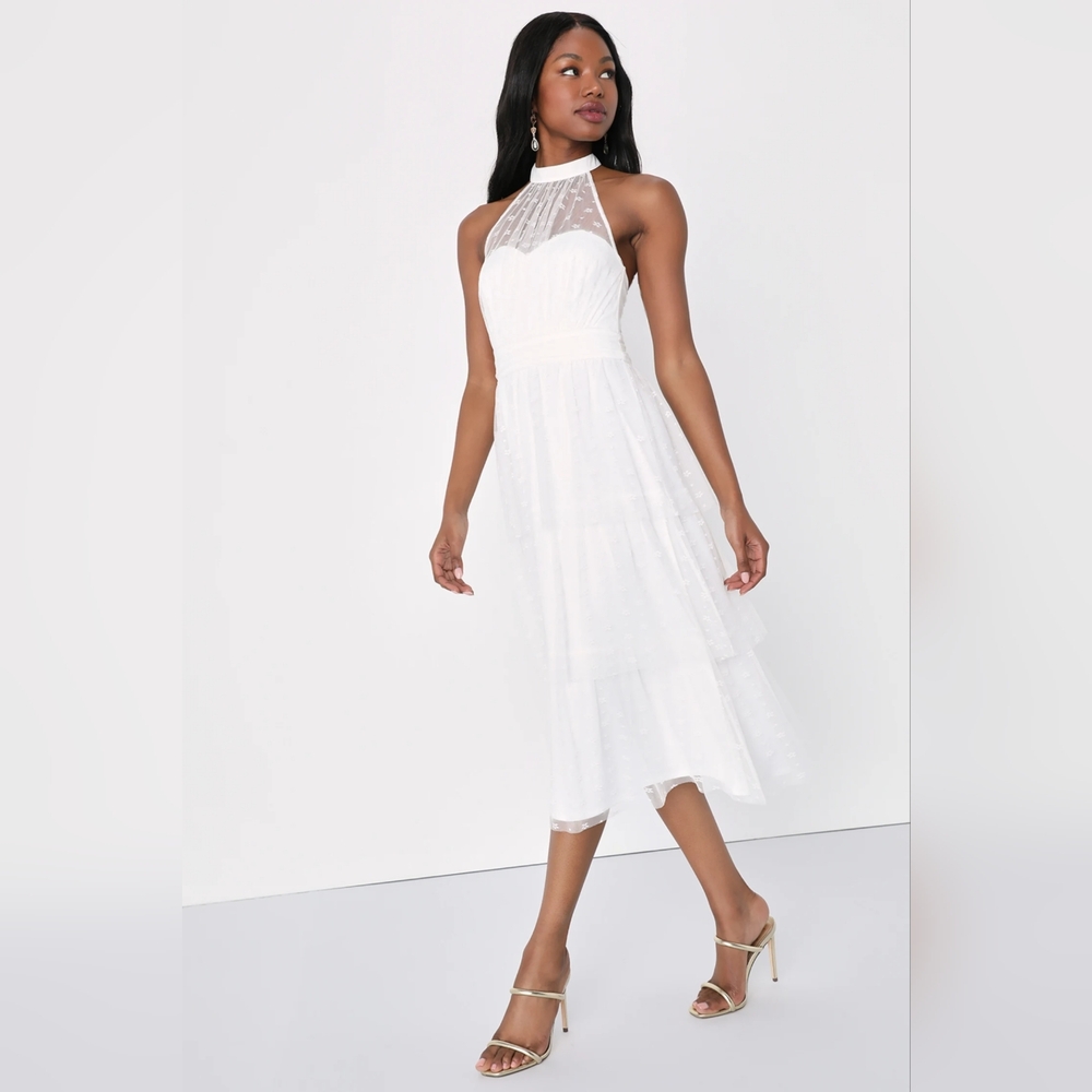Lulus Elegant White Halter Dress - Picture 3 of 4